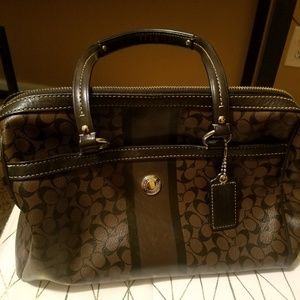 Black and Brown Coach Bucket Handbag